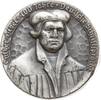 Worms, Stadt 400 Jahre Luther Bibel, sehr dicker Schrötling mit feinem Gussgrat Einseitige versilberte Gußmedaille o.J. (um 1920) Besser als sehr sch