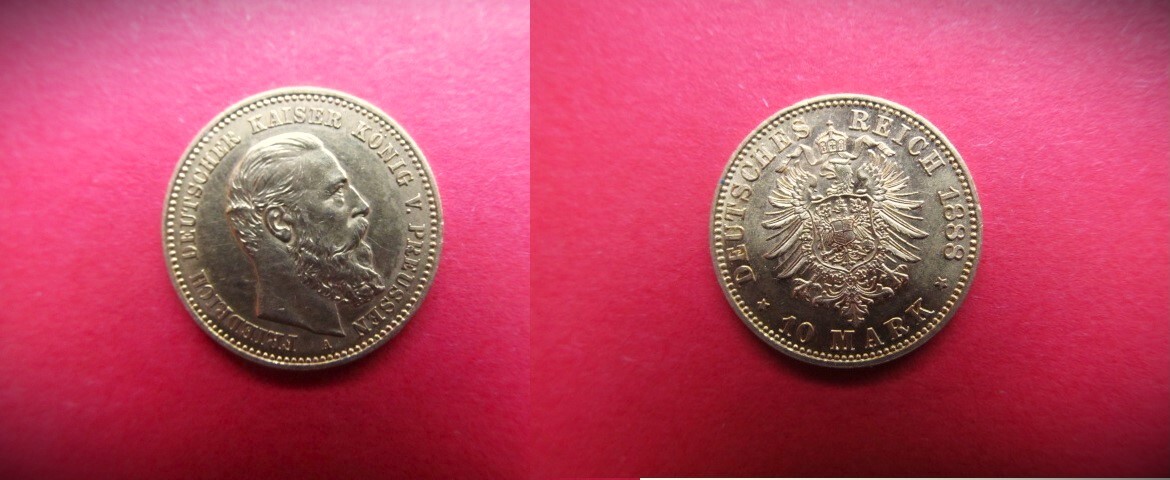 Preussen 10 Mark 1888 A Friedrich III Preu en Drei Kaiser Jahr Gold preussen-10-mark-1888-a-friedrich-iii-preu-en-drei-kaiser-jahr-gold