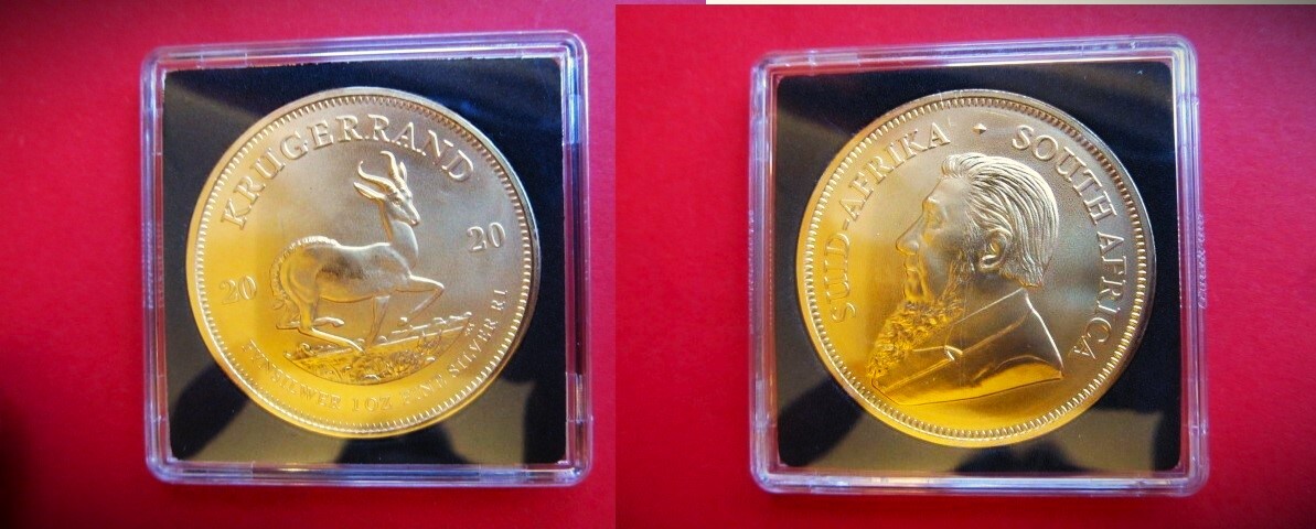 S Dafrika Kr Gerrand Silver Krugerrand Gold Plated Oz South