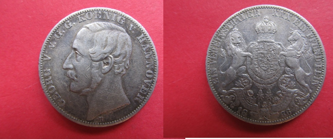 Taler 1866 B Hannover George V. VF Rdf. | MA-Shops