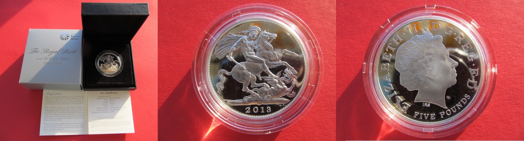 Grossbritannien / England / UK / United Kingdom 5 Pfund / 5 Pounds 2013 5  Pound silver coin - The Royal Birth - scarce Proof im Etui+ Zertifikat |  MA-Shops