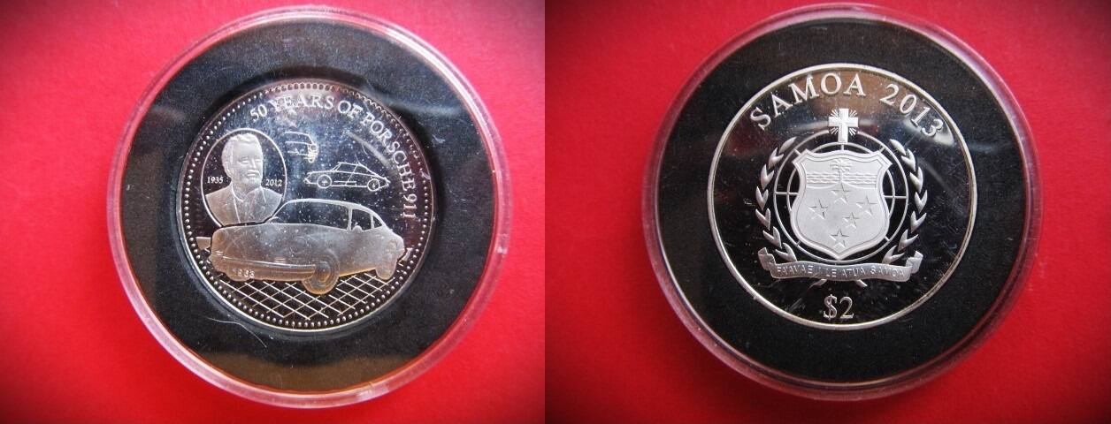 Samoa 2 Tala Dollars 2013 Silver coin 50 Years of Porsche 911