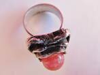 Schmuck / Silber  Silver Ring US Size 6,7 Rose Quartz antique getragen