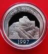 China 5 Yuan 1997 Patina on the edge - Dschinghis Khan- scarce Proof in Kapsel