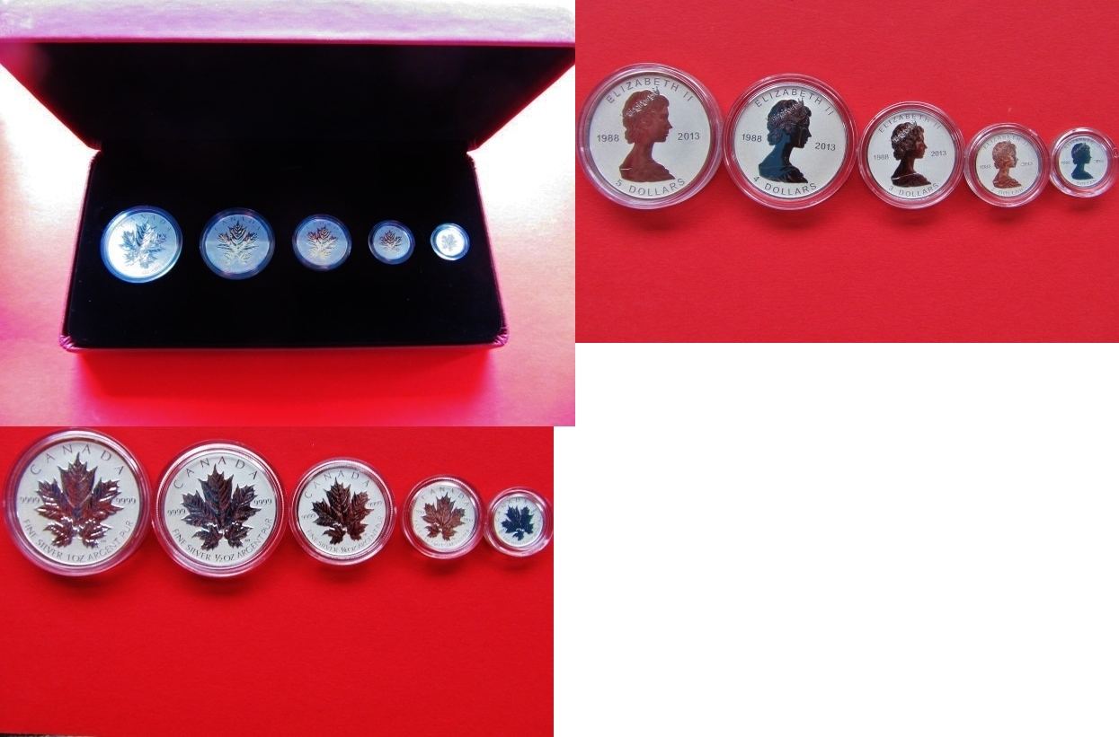Fine Silver Fractional Set Canada 2013 25th Anniversary of the Maple Leaf 