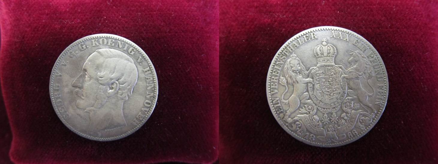 Taler 1866 B Hannover George V. SS, Kratzer über Nase | MA-Shops