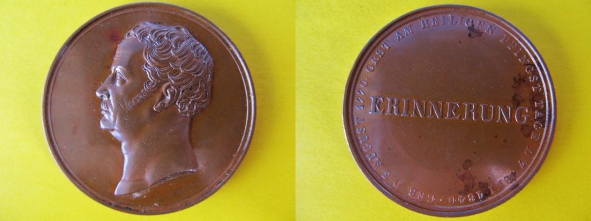 Brandenburg-Preussen Br.- Medaille 1840 Preußen, Tod Friedrich Wilhelm III.  am Hl.Pfingsttage, Geschenk an die Garde, EF RV. fleckig