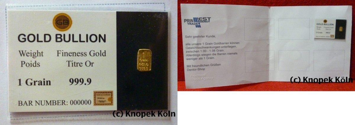 1 Grain Gold O J Ein Grain Gold Bullion Goldbarren Ma Shops