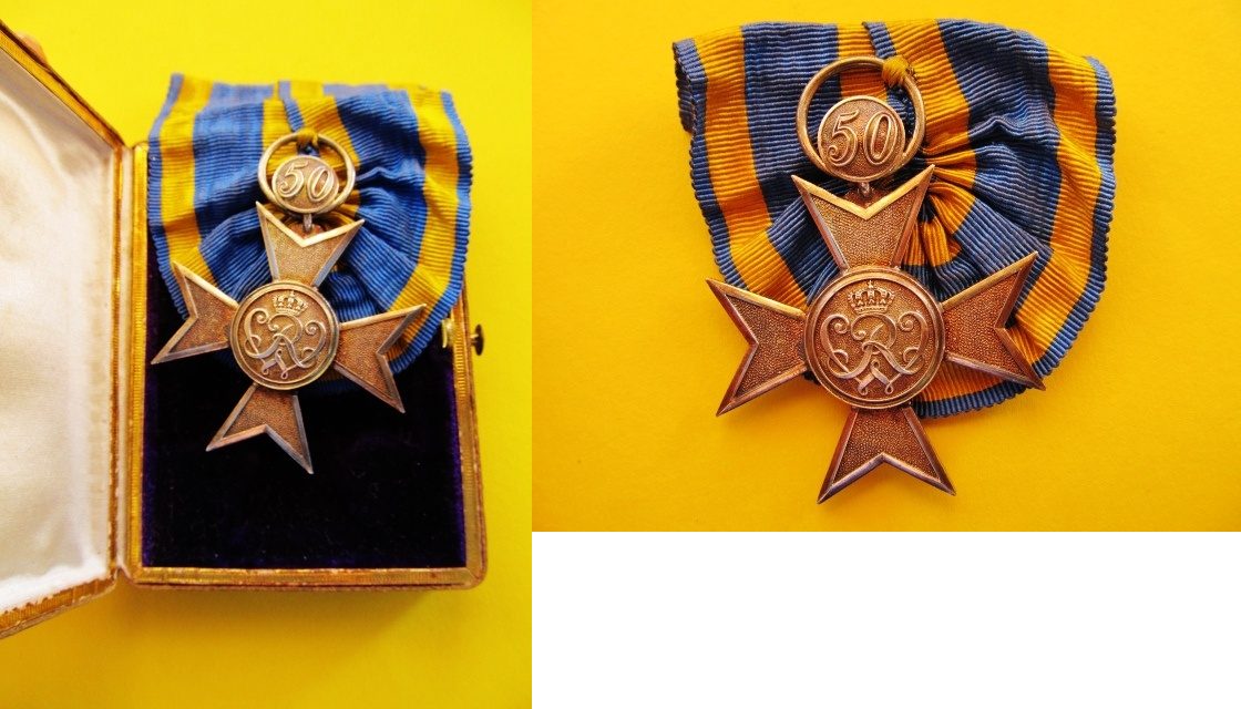 Ordensband 0,30m Preussen Verdienstkreuze in Gold und Silber 1912-1918 