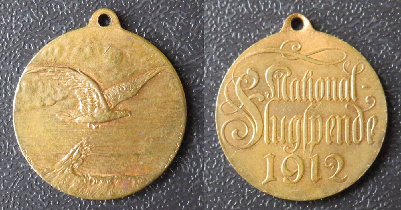 Luftfahrt, tragbare Bronzemedaille 1912 Nationale Flugspende EF