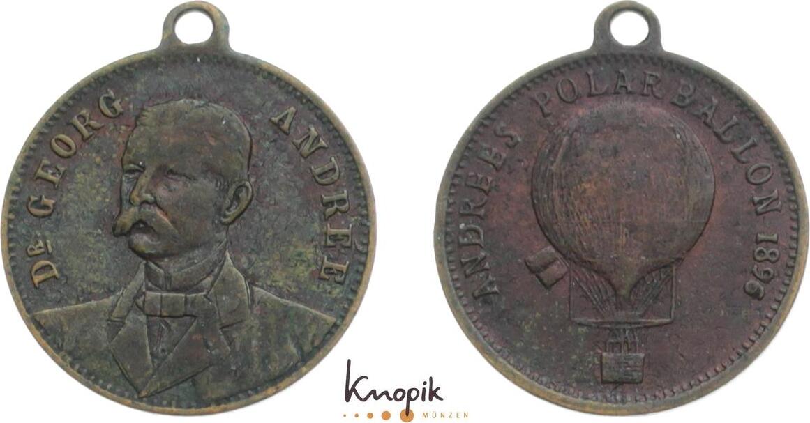Luftfahrt Kleine tragbare Bronzemedaille 1896 VF