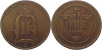 Schweden Cu 5 Öre 1 Oskar II. 1872-1907. -