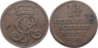 Braunschweig-Calenberg-Hannover, ab 1692 Kftm. Han Cu 1 1/2 Pfennig Georg II. 1727-1760. -