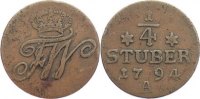 Brandenburg-Preußen Cu 1/4 Stüber 1 Friedrich Wilhelm II. 1786-1797. -