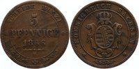 Sachsen-Albertinische Linie Cu 5 Pfennig Johann 1854-1873. -