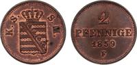 Sachsen-Albertinische Linie Cu 2 Pfennig Johann 1854-1873. -