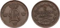 Schweden 1/6 Skilling Banco Oskar I. 1844-1859. -