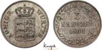 Württemberg 3 Kreuzer Wilhelm I. 1816-1864. -