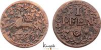 Braunschweig-Lüneburg-Celle Cu Pfennig Georg Wilhelm 1665-1705. -