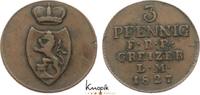 Reuss, älterer Linie zu Obergreiz Cu 3 Pfennig Heinrich XIX. 1817-1836. -