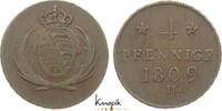 Sachsen-Albertinische Linie Cu 4 Pfennig Friedrich August I. 1806-1827. -