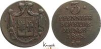 Waldeck Cu 3 Pfennig Georg Heinrich 1813-1845. -