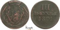 Sachsen-Albertinische Linie Cu 3 Pfennig Friedrich August III. 1763-1806. -
