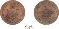 Sachsen-Albertinische Linie Cu 1 Pfennig Johann 1854-1873. -