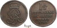Braunschweig-Calenberg-Hannover, ab 1692 Kftm. Han Cu 1 1/2 Pfennig Georg II. 1727-1760. -