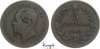 Italien-Königreich Cu 5 Centesimi Vittorio Emanuele II. 1859/1861-1878. -