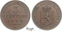 Reuss, älterer Linie zu Obergreiz Cu 3 Pfennig Heinrich XXII. 1859-1902. -