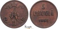 Finnland Cu 5 Penniä 1 Alexander II. von Rußland 1855-1881. -