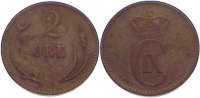 Dänemark Cu 2 Öre 1 Christian IX. 1863-1906. -