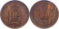 Schweden Cu 2 Öre 1 Oskar II. 1872-1907. -