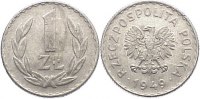 Polen 1 Zloty Volksrepublik 1945-1990. -