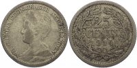 Niederlande-Königreich 25 Cents Wilhelmina I. 1890-1948. -