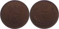 Dänemark Cu 2 Öre 1 Christian IX. 1863-1906. -