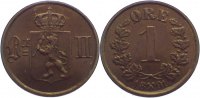 Norwegen Cu 1 Öre 1 Oskar II. 1872-1905. -