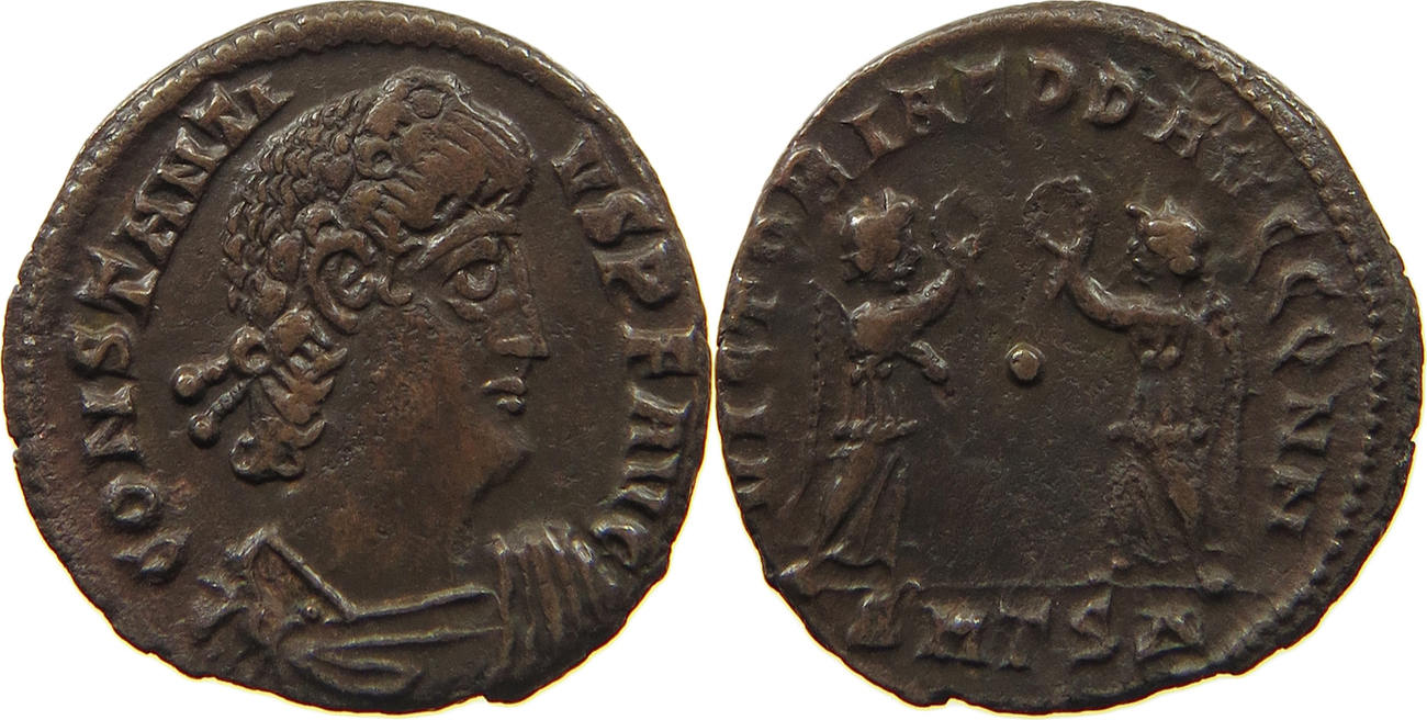 Rom Nummus Constantius II. (337-361)VICTORIAE DD AVGGQ NN SMTS Thessaloniki VF