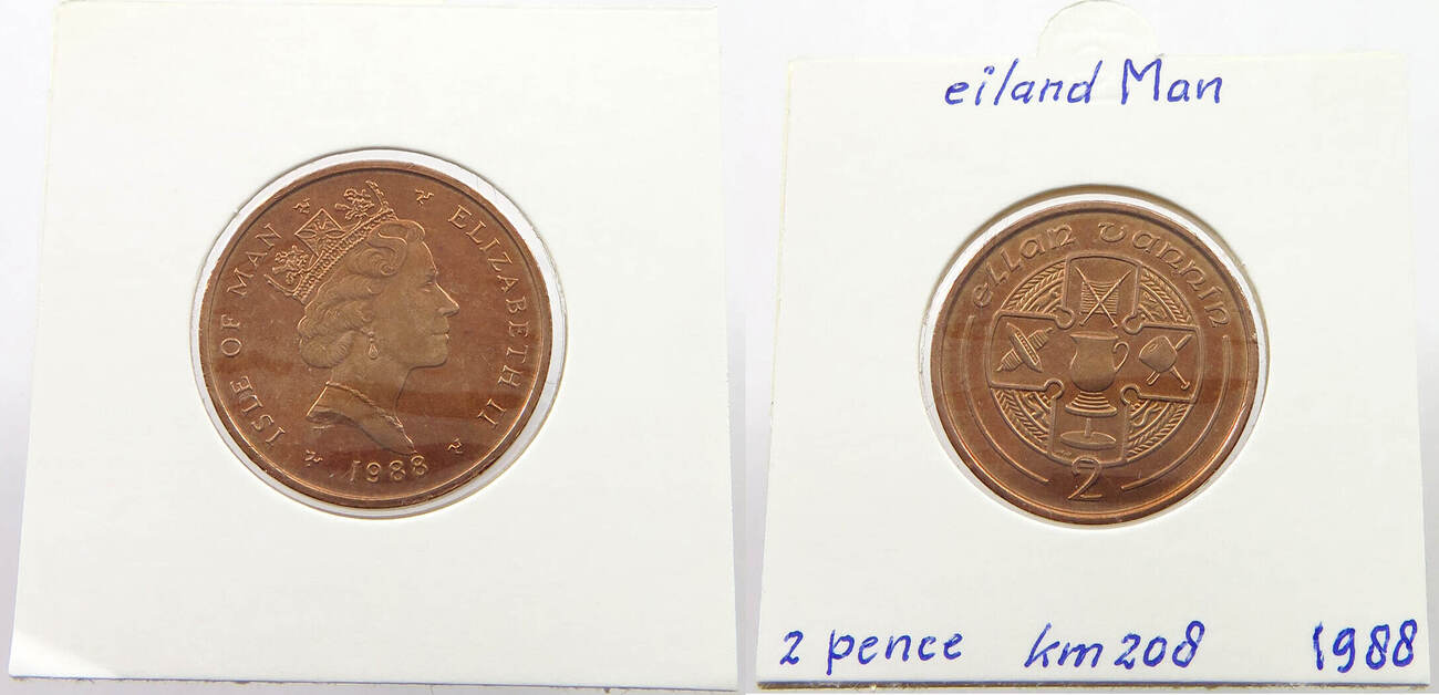ISLE OF MAN 2 PENCE 1988 Elizabeth II. (19522022) VFEF