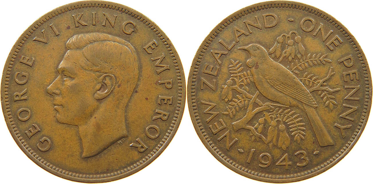 NEW ZEALAND PENNY 19423 George VI. (1936-1952) VF | MA-Shops