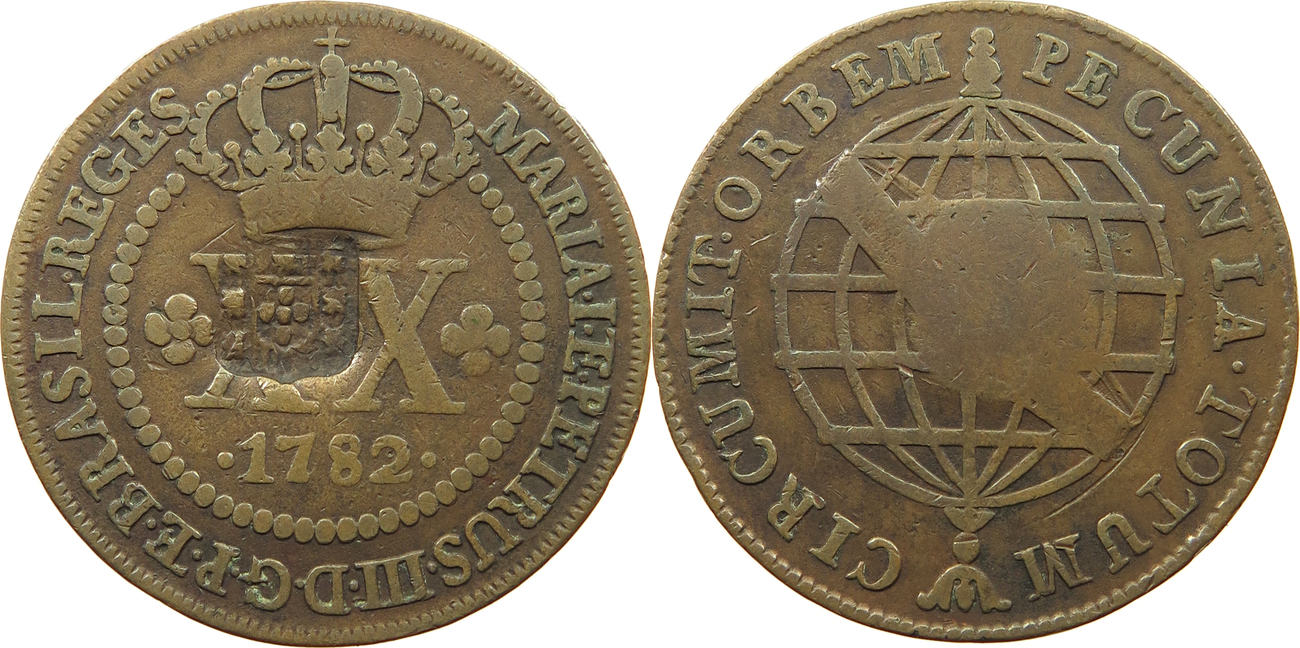 Brasilien 20 Reis Gegenstempel, 1782 S 