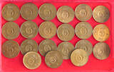 COLLECTION LOT 5 ÖRE COLLECTION LOT SWEDEN 5 ÖRE ALL DIFFERENT DATES 21PC 168G DIV.