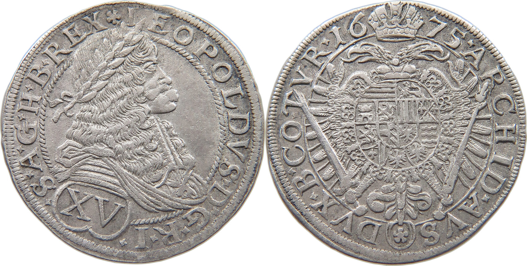 HAUS HABSBURG 15 KREUZER 1675 WIEN LEOPOLD I. (1657-1705) VF | MA