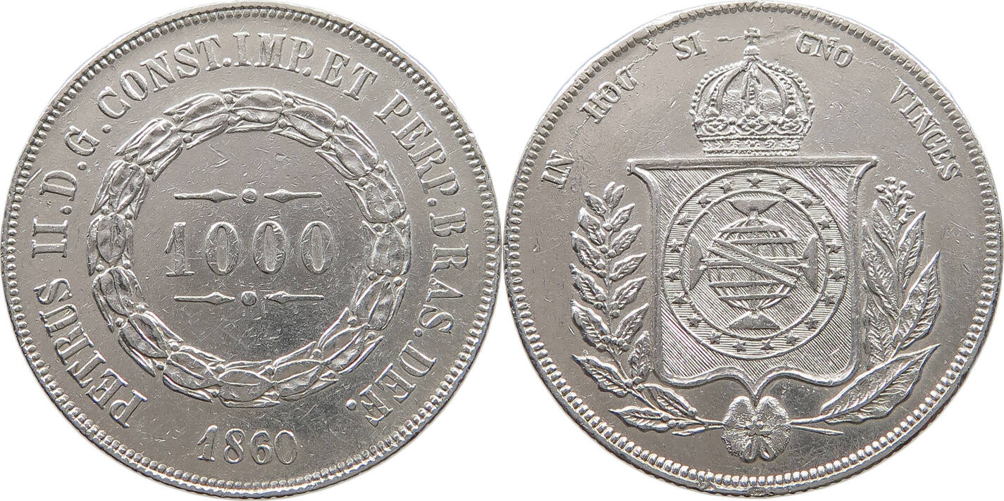 Brasil, 1000 Réis - Pedro II, 1860