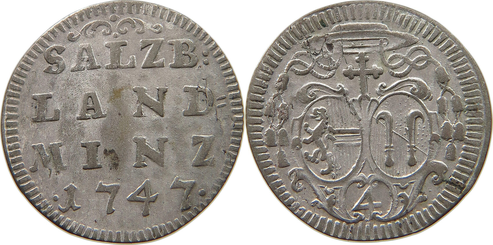 SALZBURG 4 KREUZER 1747 Andreas Jakob von Dietrichstein VF | MA-Shops