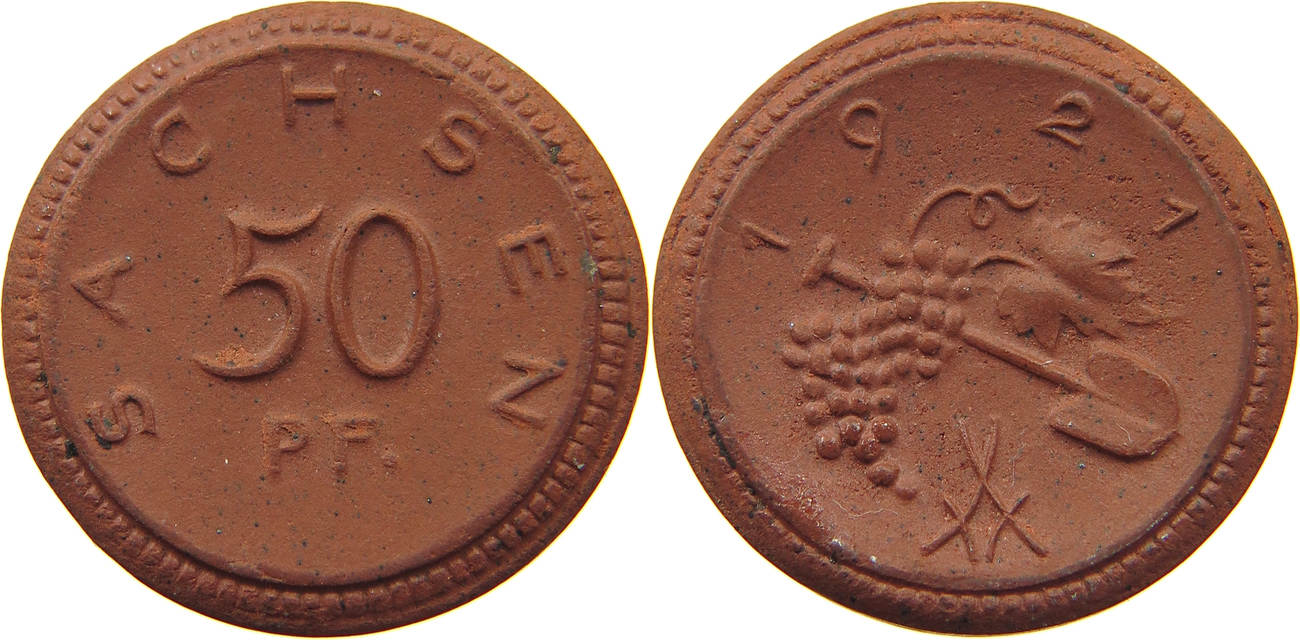 Deutsches Reich, Sachsen, 50 pfennig 1921 BöttgerSteinzeug VF Deutsches Reich, Sachsen, 50 pfennig 1921 BöttgerSteinzeug VF