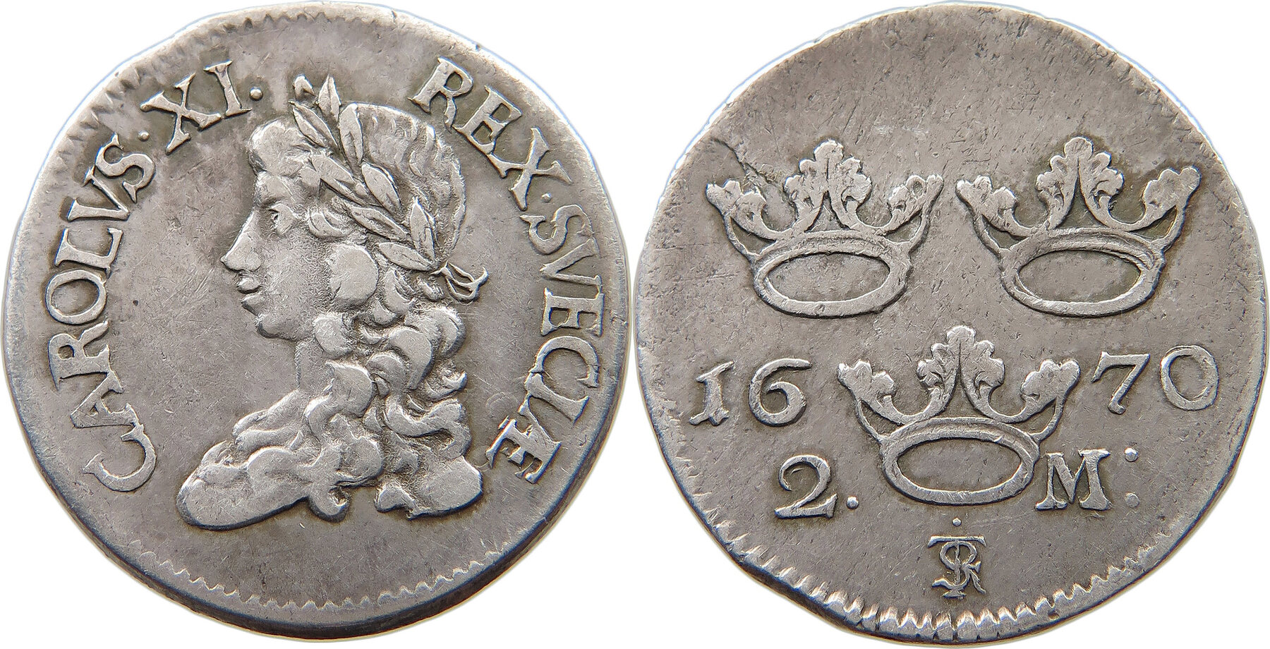 SWEDEN 2 MARK 1670 Karl XI. (1660-1697) VF | MA-Shops