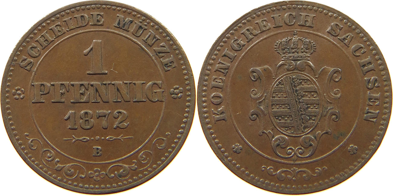 Sachsen Pfennig 1872 Johann (1854-1873) AEF | MA-Shops