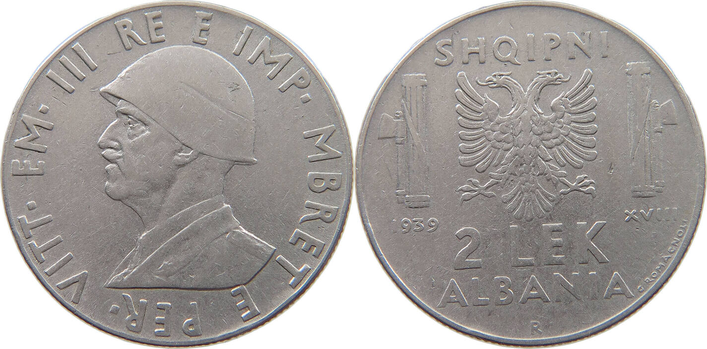 ALBANIA 2 LEK 1939 VF | MA-Shops
